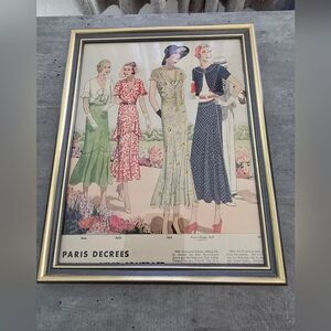 Pictoral Review 1931/vintage Fashion Advertising/Paris Decrees/Wooden Frame